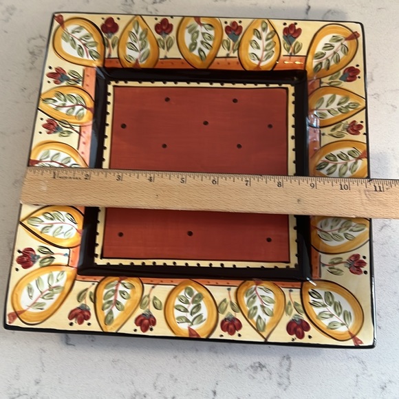 Hand painted square serving tray. EUC - Picture 5 of 5